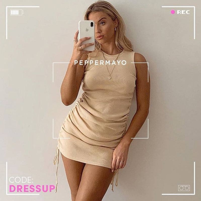 Bodycon - Mini vestido com nervuras elástico